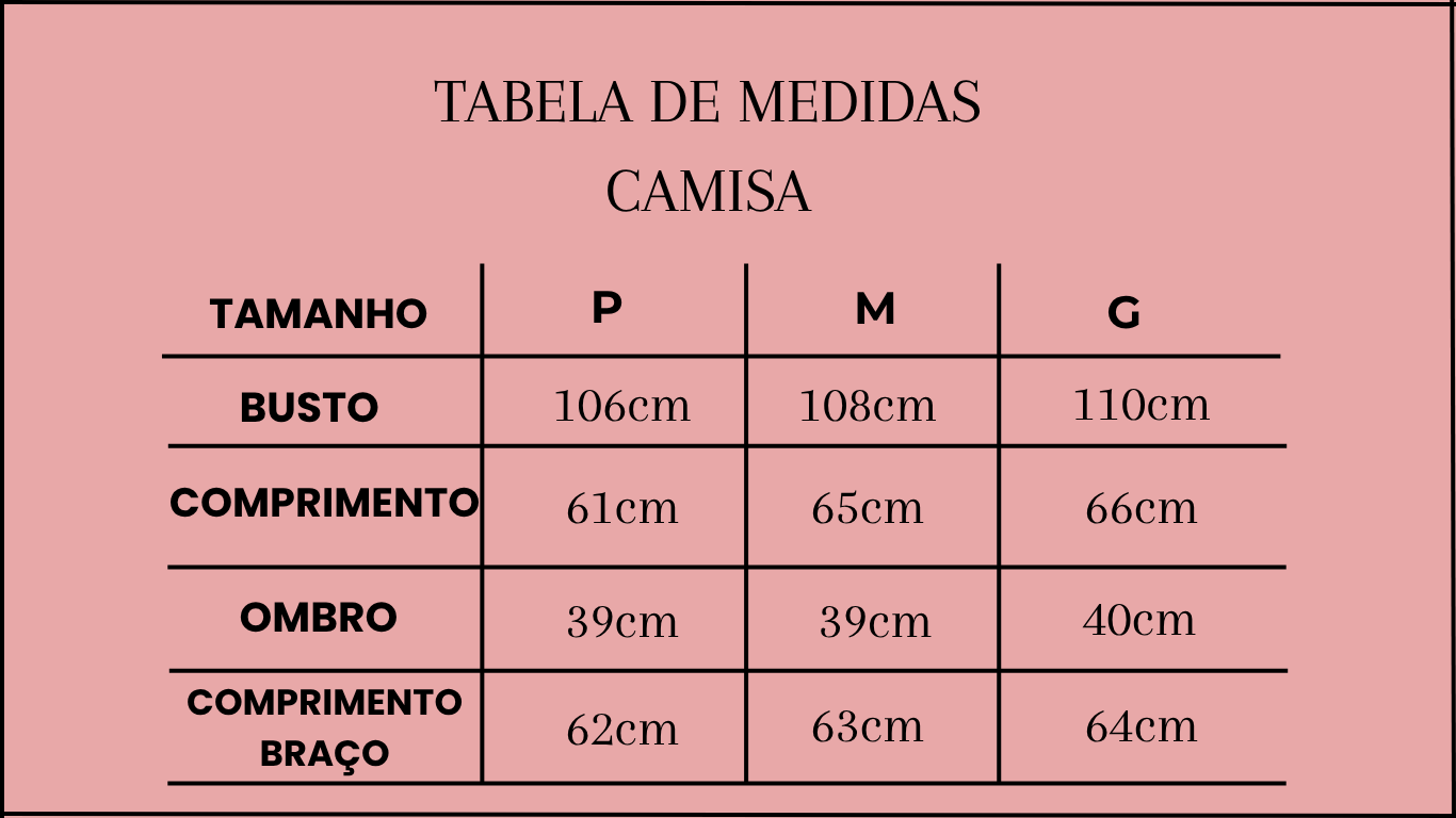 TABELA CAMISA LISTRADA 